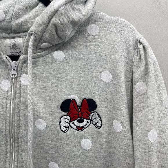 Disney Minnie Mouse Hooded Sweatshirt Womens 2X Peek a Boo Polka Dot Zip Up - Picture 4 of 9